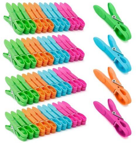 Kleine Wäscheklammern 48 Stück Bunt Für Wäscheleine,Plastik Stabil Wäscheklammern Uv Beständig Softgrip,Kluppen,Clothes Pegs,Klammern Für Strandliegen Windfest,Clips Lebensmitteltüten Praktisch