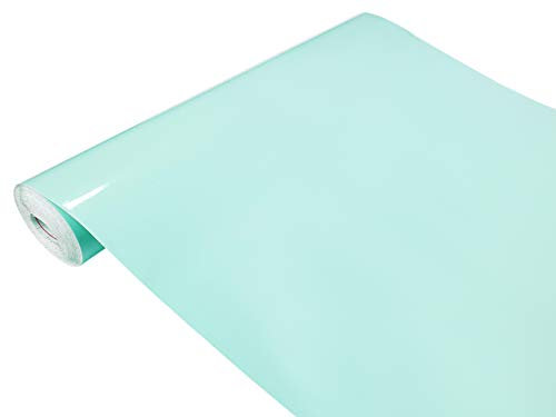 DecoMeister Vinilo Adhesivo Para Muebles Pared Cocina Papel Autoadhesivo Decorativo Para Armario Mesa Lámina Para Bricolaje Decoración del Hogar Película En Rollo 45 x 100 cm Verde Menta Brillo