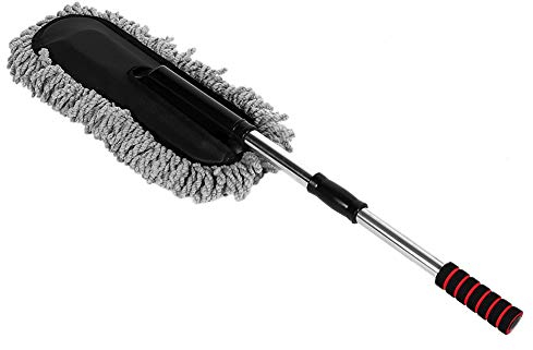 Aramox ZTB – Brosse de Nettoyage de Voiture Extensible, Plumeau Rétractable en Plastique Gris