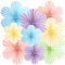 SUNBEAUTY Pastel Flower Party Decorations Paper Fans Classroom Decoration Paper Floral Backdrop Decor Tea Party Decoration Hanging Paper Fans Gold Flower Wall Decor Set of 9