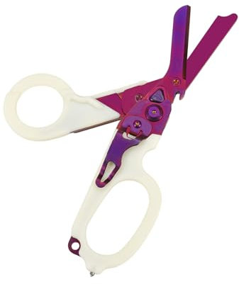 Trauma-Schere, Notfallschere, Edelstahl, Faltbare Schere, Zange, Reaktionsschere für Outdoor-Camping-Werkzeuge, Rettungsscheren-Werkzeuge (Lila)