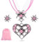 VEQENIFY 4 Stück Trachtenschmuck Set,Dirndl Schmuck Damen,Trachtenschmuck Damen Set,Oktoberfest Trachtenschmuck,Dirndlschmuck Bierfest Trachtenkette mit Strass Herz Anhänger und Ohrstecker