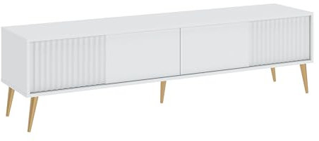 Oggi Armario de TV Celbi Blanco 180cm 2 Puertas Mueble TV Soporte de TV Soporte de TV de Madera Laminado Perfecto para su Salón!