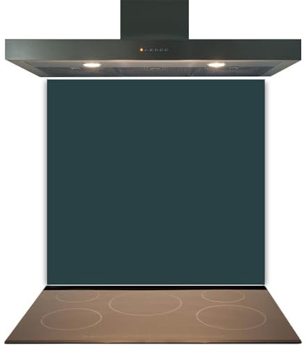C2G Coloured Toughened Glass Splashback for Kitchen, Tempered Heat-Resistant Glass Splashbacks with Polished Edges for Cooker and Hob Backsplash (Emerald Green, 60 x 70cm)