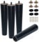 KINDPMA 4PCS Solid Wood Furniture Legs 25cm Wooden Sofa Legs Chair Legs Table Leg Black Furniture Replacement Feet with Mounting Plates Screws Non-Slip Mat for Chair Bed Couch Table TV Cabinet