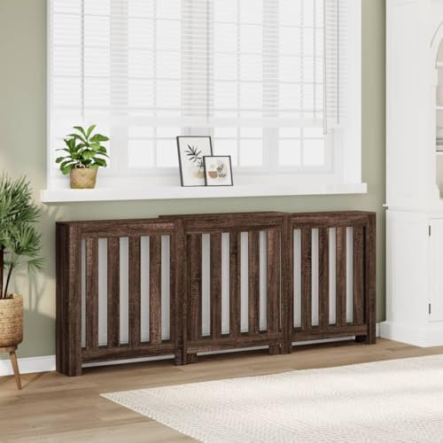 Lauuoeriau Radiator Cover Brown Oak 205x21.5x83.5 cm Engineered Wood