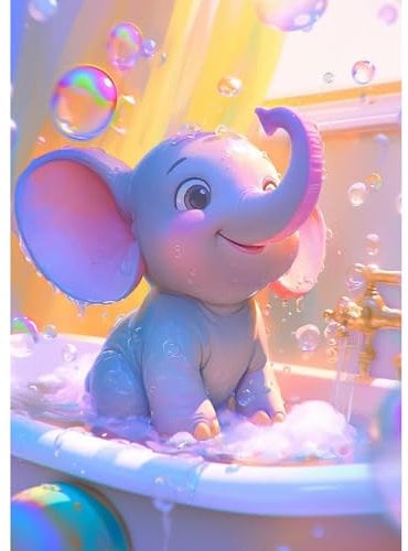 MEIYUDA Diamond Painting Erwachsene Diamant Bilder Cartoon Elefant, 5D DIY Diamant Painting Bilder Diamond Painting Set, Bastelset Erwachsene Kinder Malerei für Home Wand Décor 30x40cm