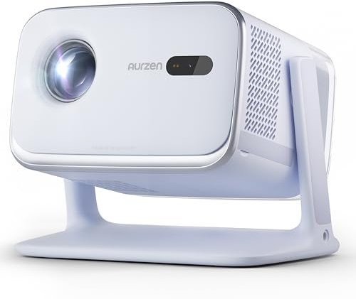 Aurzen BOOM mini Google TV Smart Projector with WiFi and Bluetooth, 4K Supported Outdoor & Home Movie Projector with 20W Speakers DoIby Audio, Real-Time Focus & Keystone, 500 ANSI Lumens, Blue