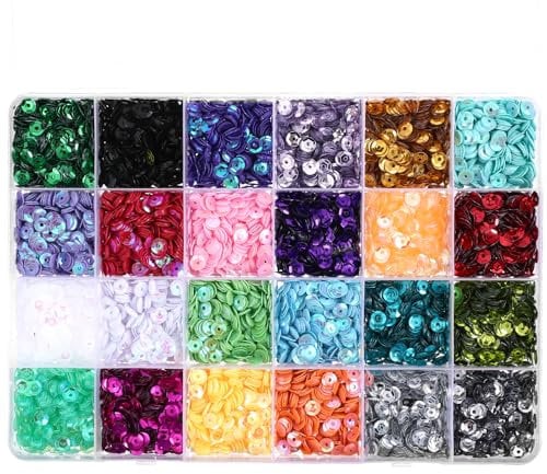 JIYIN 20000 Stück Pailletten Basteln, 5mm Bulk Gemischte Farben lose Pailletten Glitzer Holographische Pailletten Lose Pailletten mit Loch für Nähen Aufkleben Auffädeln DIY Kunsthandwerk Scrapbooking