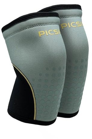 PICSIL - Rodilleras de Neopreno Rígido | Soporte para Crosstraining y Powerlifting | Aprobadas para Competición | Compresión 7/10mm | Antideslizantes | Color Fern| Talla XL 7mm