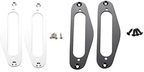 MQODLFP 4 Pcs Guitar Pickup Frame Mounting Ring Single Coil Metal Flat Humbucker Pickup Ring (Black&Silver)