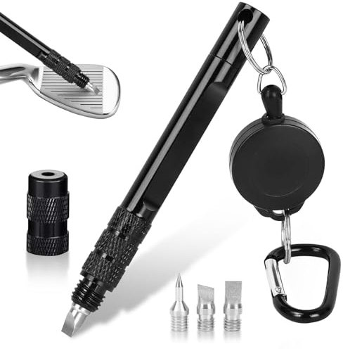 Raheem 3-in-1 Golf Club Cleaner, Golf Groove Sharpener Kit for Wedges & Irons Portable Golf Accessory for On-the-Go Maintenance Golf Gifts