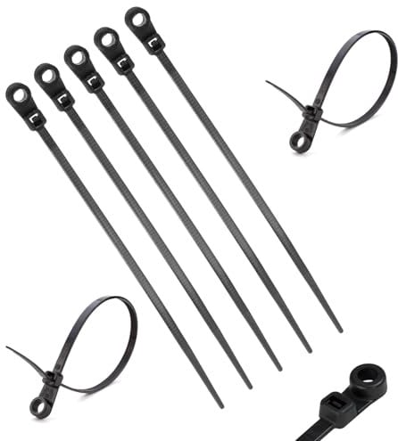 TERF® 100 Pcs Black Screw Mount Cable Ties 110mm (4.33'') X 2.5mm Premium Nylon Zip Ties Wraps Secure Self Locking Mechanism Plastic Tie for Home Office Garden Garage Workshop Warehoue DIY Use