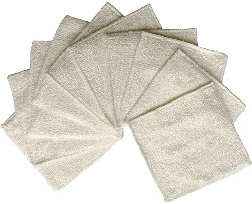 Lot de 10 Carrés Démaquillants Lavables en Bambou - Écru - Réutilisables, Doux et Absorbants – 10x10 cm