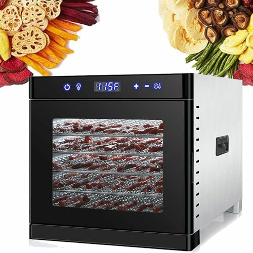 Food Dehydrator Machine, Commercial Fruit Food Dryer Dehydrator with 6 8 Trays, Adjustable Timer and Temperature Control, Electric Food Dehydrator for Beef Jerky, Fruits, Vegetables (6layers)