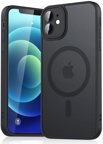 Yisica Magnetic Case for iPhone 12 Case, [Compatible with MagSafe] Drop Protection Skin-Friendly Shockproof Protective Translucent Matte Cover for iPhone 12 Black