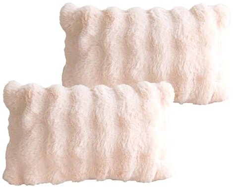 Ausing Moderner dekorativer Kissenbezug Rosa 30×50 cm 2er Set Ästhetische Plüsch Kissenbezüge für Sofa Couch