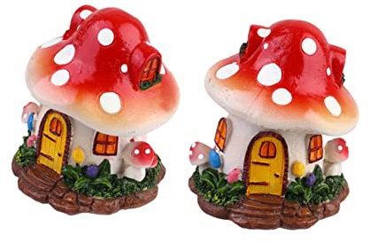 GALPADA Pilzhaus Miniatur Landschaftsdeko aus Harz für Bonsai und Feengarten Mikrolandschaftsornament Rotes Tulpenpilzhaus für Mini Terrarien