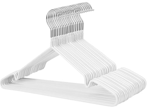 20 Pack Premium Rubber-Coated Metal Clothes Hangers Non-Slip Space-Saving | Heavy-Duty Metal Construction Supports Jackets, Suits, Sweaters, Dresses, Shirts, and Trousers Without Bending or Warping