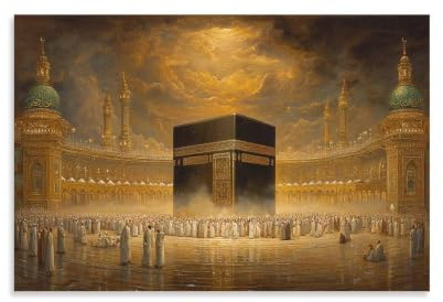 RIAVBAODG Oil Painting of Die Kaaba Wandbild Die Kaaba Leinwand Gemälde Wand-Dekorationen Fotoposter Leinwanddrucke Kunstwerk Für Bauernhaus Schlafzimmer Wohnzimmer Dekor 12x18inch(30x45cm)