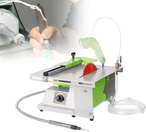 Benchtop DIY Jewelry Lapidary Saw,1380W Multifunction Table Saw, 500-7000RPM Jewelry Rock Polishing Bench Lathe Polisher Drilling Machine for Jade, Amber,Beeswax Grinding