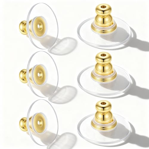 6 Stück Weiche Ohrstecker Verschluss Ohrringe Stecker Verschlüsse, Ohrring Stopper, Ohrstöpsel Aus Metall und Gummi für Haken Ohrringe Hakenohrringe, Ohrstecker, Creolen, DIY