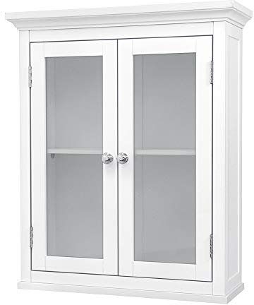 Teamson Home 50,8 x 61 cm 2-türiger Abnehmbarer Holz-Wandschrank mit Verstellbarer Ablage für Aufbewahrungslösungen in Badezimmern, Küchen, Waschküchen, Heimbüros, Weiß