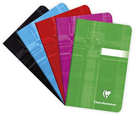 Clairefontaine 63592C Un Carnet Agrafé - 9x14 cm - 96 Pages Petits Carreaux - Papier Blanc 90 g - Couverture Carte Pelliculée Couleur Aléatoire