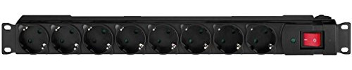 MONACOR 11.1200 RCS-18 Rack-Steckdosenleiste 1 HE, Schwarz