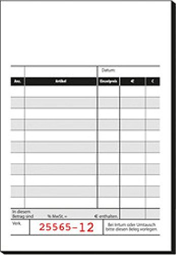 Kassenblock mit Additionsblatt 100x158mm, Recycling, m. Blaupapier(Liefermenge=3)