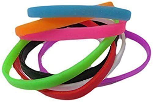 Fat-catz-copy-catz Set of 8 Unisex Adults Slim Colourful Silicone Fashion Rubber Bands Bracelets