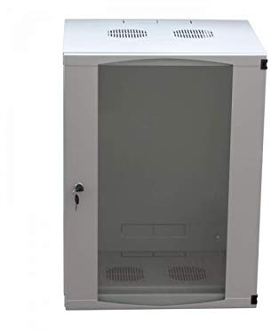 LogiLink Professional 19 Zoll Wandgehäuse mit 12 HE (Höheneinheit), Glastür mit Zylinderschloss, Flatpack, Farbe: Grau