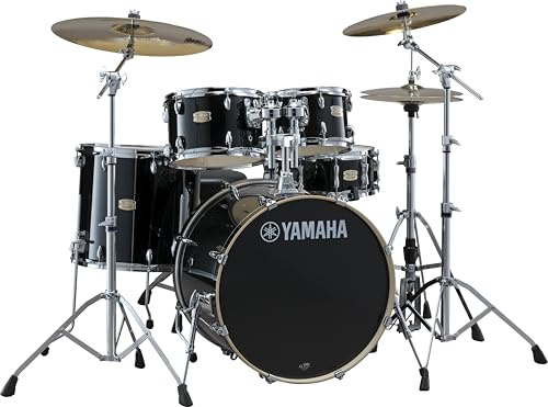 Yamaha Stage Custom Birch 5pc Drum Shell Pack With a 22 Kick Drum and 14” Snare Drum in Raven Black For Students and Working Drummers (SBP2F50RB)