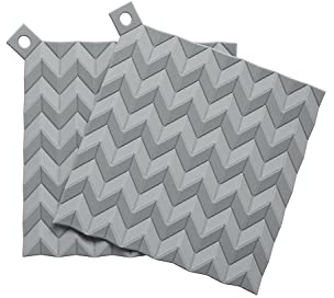 Stelton Topflappen-Set Hold-On - Silikon-Tischuntersetzer/Topfhandschuhe, rutschfest, hitzebeständig- Topfuntersetzer für Topf, Pfanne, Backform - Vielseitiges Küchen-Zubehör - 2er-Pack, Grau
