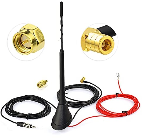 Eightwood DAB Car Aerial DAB Car Radio Antenna Splitter Amplified SMA SMB Adapter Digital with 5M 16.4ft Extension Cable Compatible for AM/FM Radio Blaupunkt Pioneer Clarion Alpine JVC