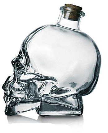 DUOLAIMENG 3D Cristal de Verre Tte de Mort Visage Decanteur Vodka Bouteille de Vin Tasse Transparent, 400 ml