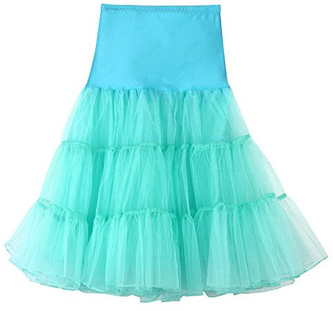 MRULIC Damen Karneval Plissee Gaze Kurzer Rock Mädchen Tutu Tanzen Rock Petticoat Unterrock Underskirt für Rockabilly Kleid Mesh Farbe Für Fasching(A-Minzgrün,M/Waist:66-110cm)