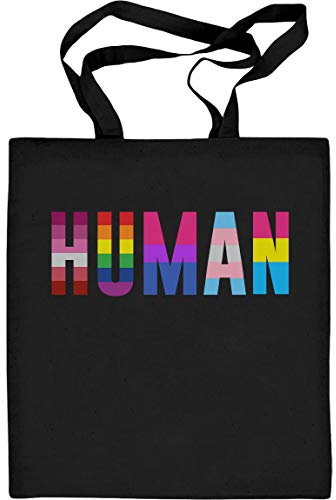 Shirtgeil Stoffbeutel Festival Beutel LGBTQ HUMAN Pride Artikel Jutebeutel Baumwolltasche One Size Schwarz
