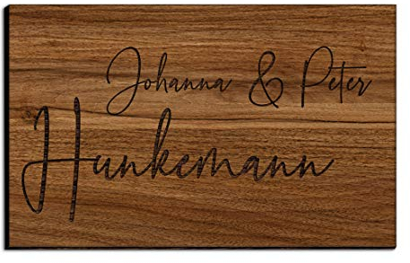 Holz Türschild mit Gravur | Namensschilder Briefkastenschild selbstklebend oder mit Bohrlöcher 8x5 cm eckig Klingelschild/Türschild für die Haustür mit Namen