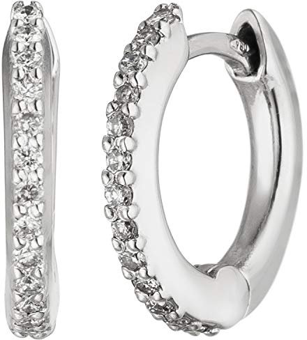 Jobo Damen-Creolen aus 18 Karat 750 Weißgold mit 26 Diamanten 12 mm