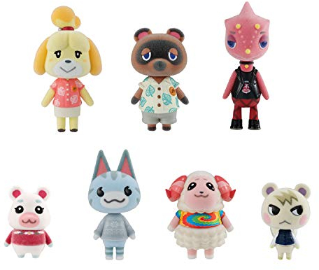 BANDAI Shokugan - Animal Crossing : New Horizons - Lot de 7 Figurines floquées de villageois