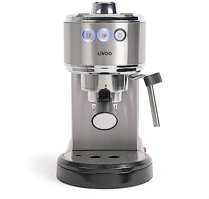 Livoo - Machine à café expresso DOD186-1350W, réservoir 1L, 15 bars, compatible dosettes ESE, percolateur café moulu