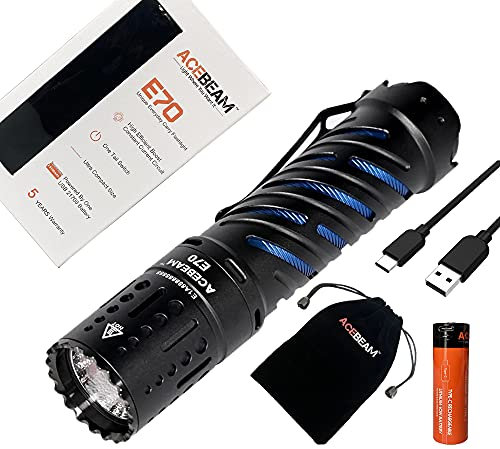 Acebeam E70 LED Flashlight -4600 Lumens -up to 240 meters throw w/ 5100mAh 21700 Battery
