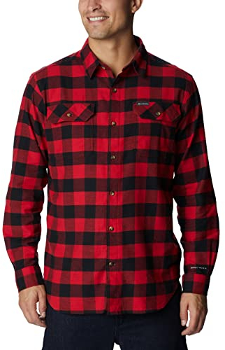 Columbia Herren Flare Gun Stretch Flanell Wander-Shirt, Gebirgsroter Twill, Büffelkaro, M
