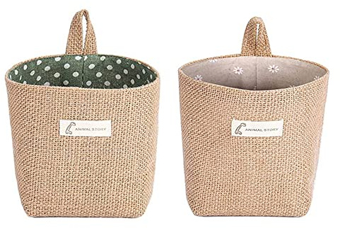 2 Pezzi Tasche Portaoggetti In Lino Cotone, Porta Spazzole Per Capelli Da Bagno, Cestino Portaoggetti Piccolo In Cotone e Lino, Per Organizzare Chiavi e Oggetti Vari