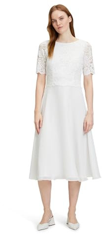 Vera Mont Damen Cocktailkleid mit Spitze 48, Rohweiß