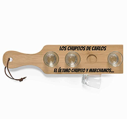 Uvimark - Regalo original para hombre o mujer - Bandeja de chupitos personalizada, incluye 4 vasos de chupito - Regalos originales para fiestas