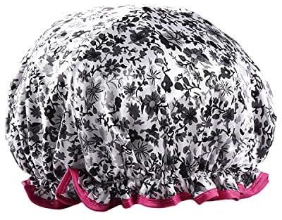 1 bonnet de douche réutilisable, double épaisseur, imperméable (fleur)