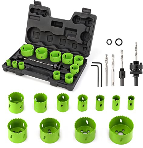 Yougfin Hole Saw Kit, 18-Piece Hole Saw Set, M42 Bi-Metal for Metal