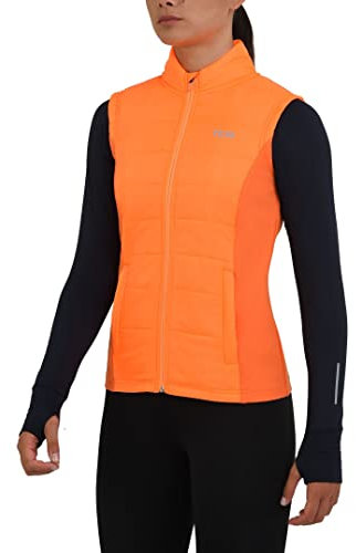 TCA Excel Runner Doudoune de Course à Pied Légère Gilet Sans Manche Bodywarmer avec Poches Zippées pour Femme - Orange, L
